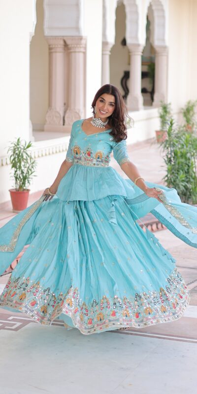 KA 5058 Sky Blue in Gold Crush Embroidery Work & Zari Work Lehenga Choli . Special Price ₹2649. Delivery 4-6 Working Days. Shop now. | Lehenga, Bollywood Lehenga, Creative Lehenga, Designer Lehenga, Embroidered Lehenga, Party Wear Lehenga