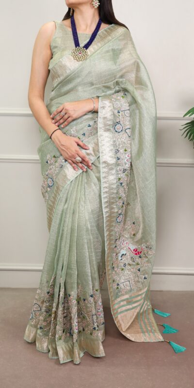 YNF 7401 Sky Blue in Zari Kota Tissue Zari Work & Embroidery Work Saree . Get it for ₹3199. Delivery 4-6 Working Days. Shop now. | Creative Sarees, Embroidered Sarees, Bollywood Sarees, Designer Sarees, Ethnic Saree, Modern Digital sarees, Party Wear Sarees, Sarees