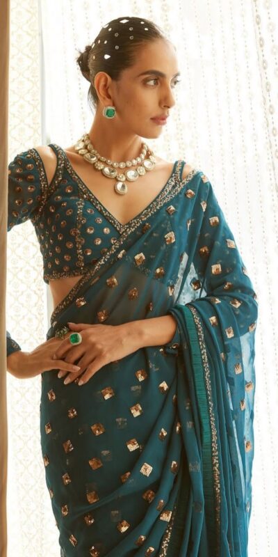 DF 3468 Teal Faux Georgette Saree with Embroidery Work & Sequins Work. Grab it for ₹1799. Delivery 4-6 Working Days. Shop now. | Creative Sarees, Embroidered Sarees, Bollywood Sarees, Designer Sarees, Ethnic Saree, Modern Digital sarees, Party Wear Sarees, Sarees