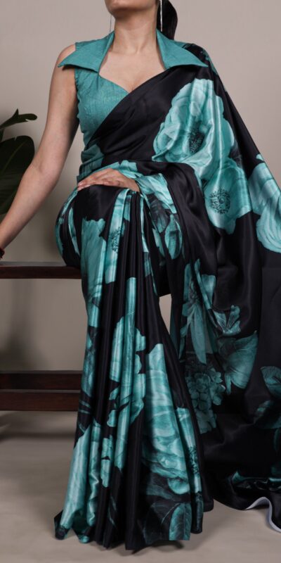 YNF 7027 Teal Satin Silk Saree Perfect for Wedding, Party, Sangeet, Makar Sankranti, Reception – . Special Price ₹1549. Delivery 4-6 Working Days | Creative Sarees, Embroidered Sarees, Bollywood Sarees, Designer Sarees, Ethnic Saree, Modern Digital sarees, Party Wear Sarees, Sarees