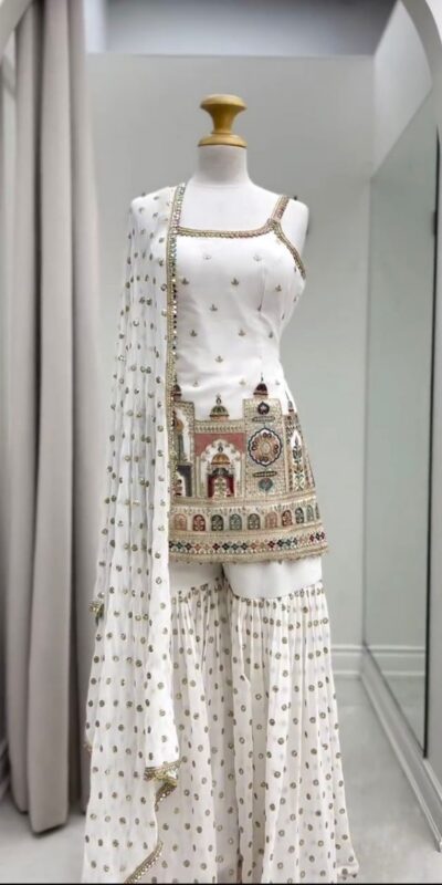 KD 1513 White with Lace Work Faux Georgette with Salwar Suit . Available at ₹2149 only. Delivery 4-6 Working Days. Shop now. | Casual Suits, Jump Suits, Tops & Bottoms, Track Suits, Trendy Wear, Creative suits, Designer Suits, Palazzo Suits, Party Wear Suits, Patiala Suits, Salwar suit, Straight Suits