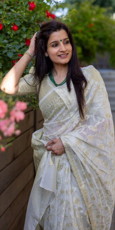 KPR 222 White in Color Soft Lichi Silk. Designer Work Saree Available at ₹1399 only. Delivery 4-6 Working Days. Shop now. | Creative Sarees, Embroidered Sarees, Bollywood Sarees, Designer Sarees, Ethnic Saree, Modern Digital sarees, Party Wear Sarees, Sarees