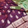 Wine Banarasi Silk Zari Lace Work All Over Saree