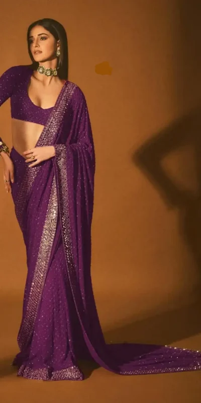 DF 3465 Wine Faux Georgette Saree with Embroidery Work & Mirror Work. Affordable Price ₹2099. Delivery 4-6 Working Days. Shop now. | Creative Sarees, Embroidered Sarees, Bollywood Sarees, Designer Sarees, Ethnic Saree, Modern Digital sarees, Party Wear Sarees, Sarees