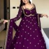 MF 1003 Wine Georgette Gown. Perfect for Wedding, Party, Pongal, Bridal Wear, Anniversary – Affordable Price ₹1799. Delivery 4-6 Working Days. Shop now. | Bollywood Gowns, Creative Gowns, Designer Gowns, Embroidered Gowns, Gowns, Party Wear Gowns