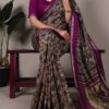 Wine Polyester Viscose Chanderi Zari Work Saree