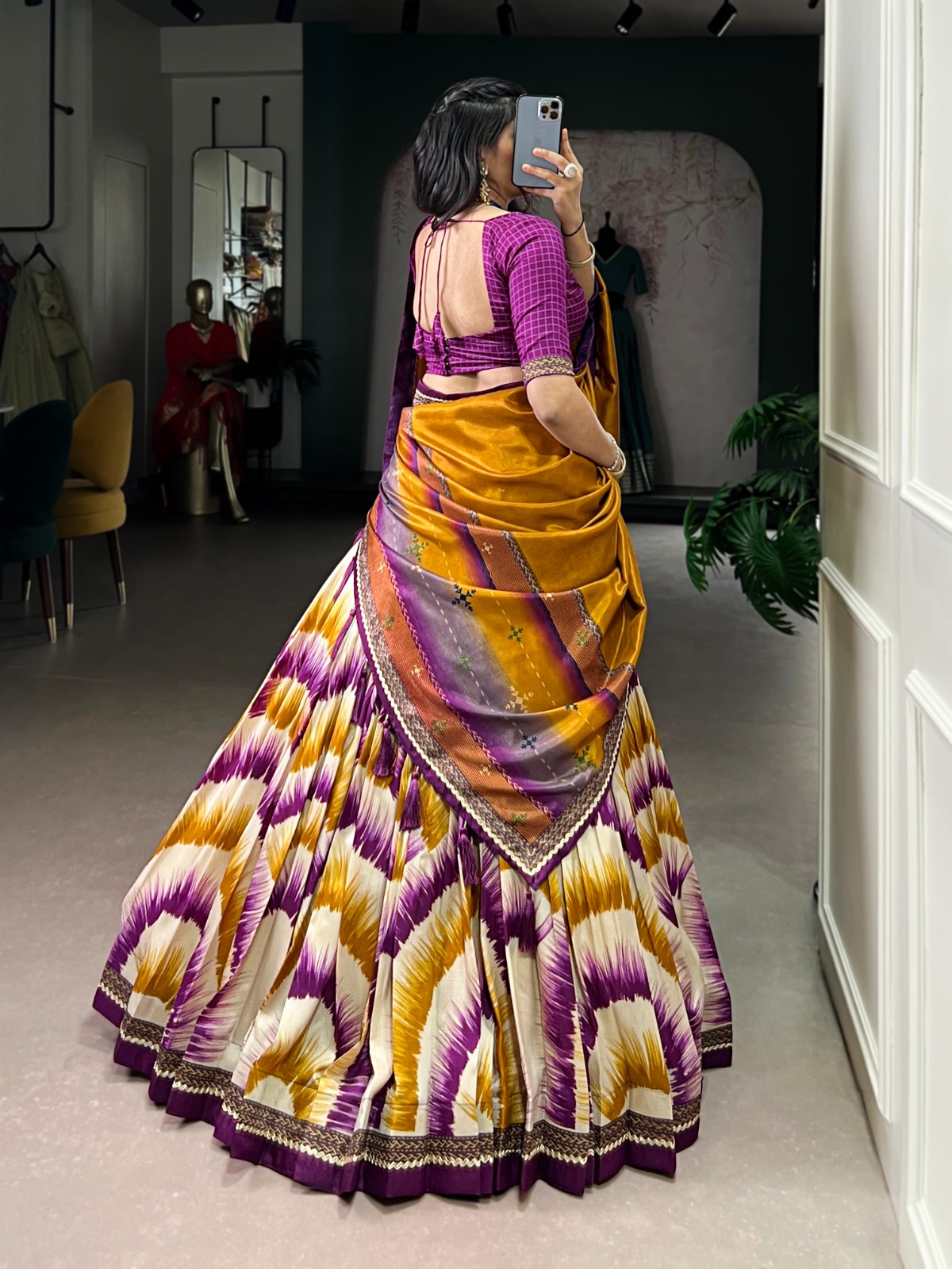 Wine Taser Silk Printed Lehenga Choli - Image 4