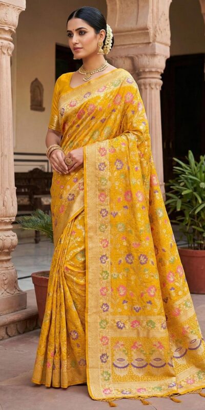 MS 546 Yellow in Color Banarasi Silk Zari Work All Over Saree . Available at ₹1649 only. Delivery 4-6 Working Days. Shop now. | Creative Sarees, Embroidered Sarees, Bollywood Sarees, Designer Sarees, Ethnic Saree, Modern Digital sarees, Party Wear Sarees, Sarees