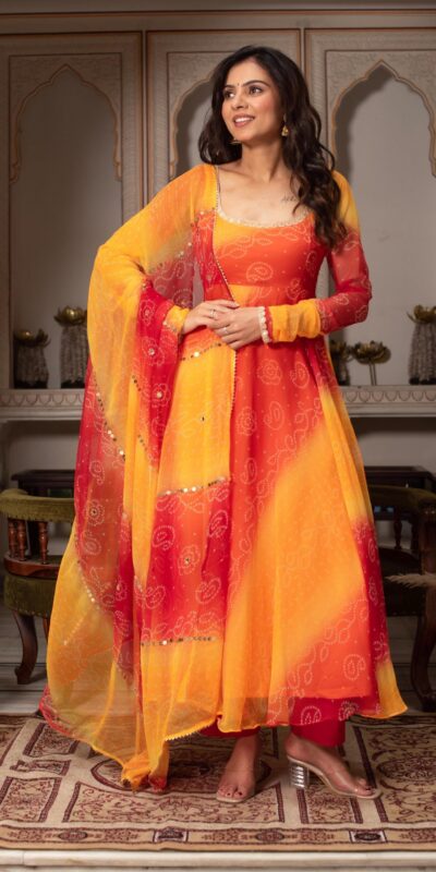 Yellow Faux Georgette Digital Print Salwar Suit