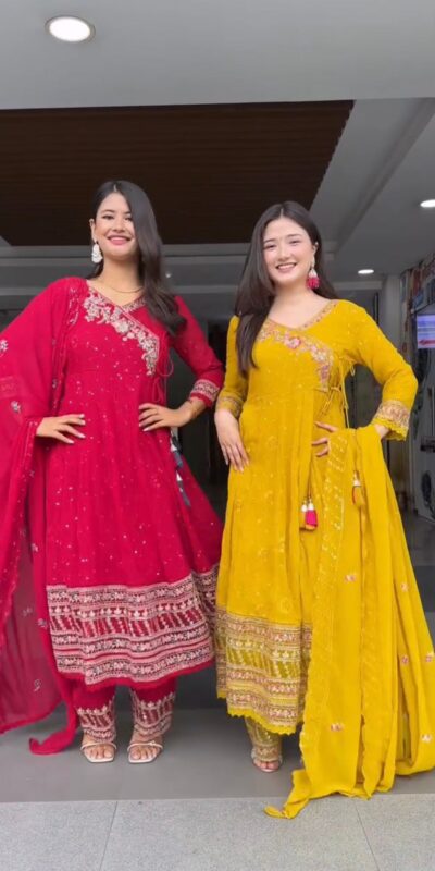 ST 1138 Yellow in Color Faux Georgette Embroidery Work Salwar Suit . Festive Deal ₹2099. Delivery 4-6 Working Days. Shop now. | Casual Suits, Jump Suits, Tops & Bottoms, Track Suits, Trendy Wear, Creative suits, Designer Suits, Palazzo Suits, Party Wear Suits, Patiala Suits, Salwar suit, Straight Suits