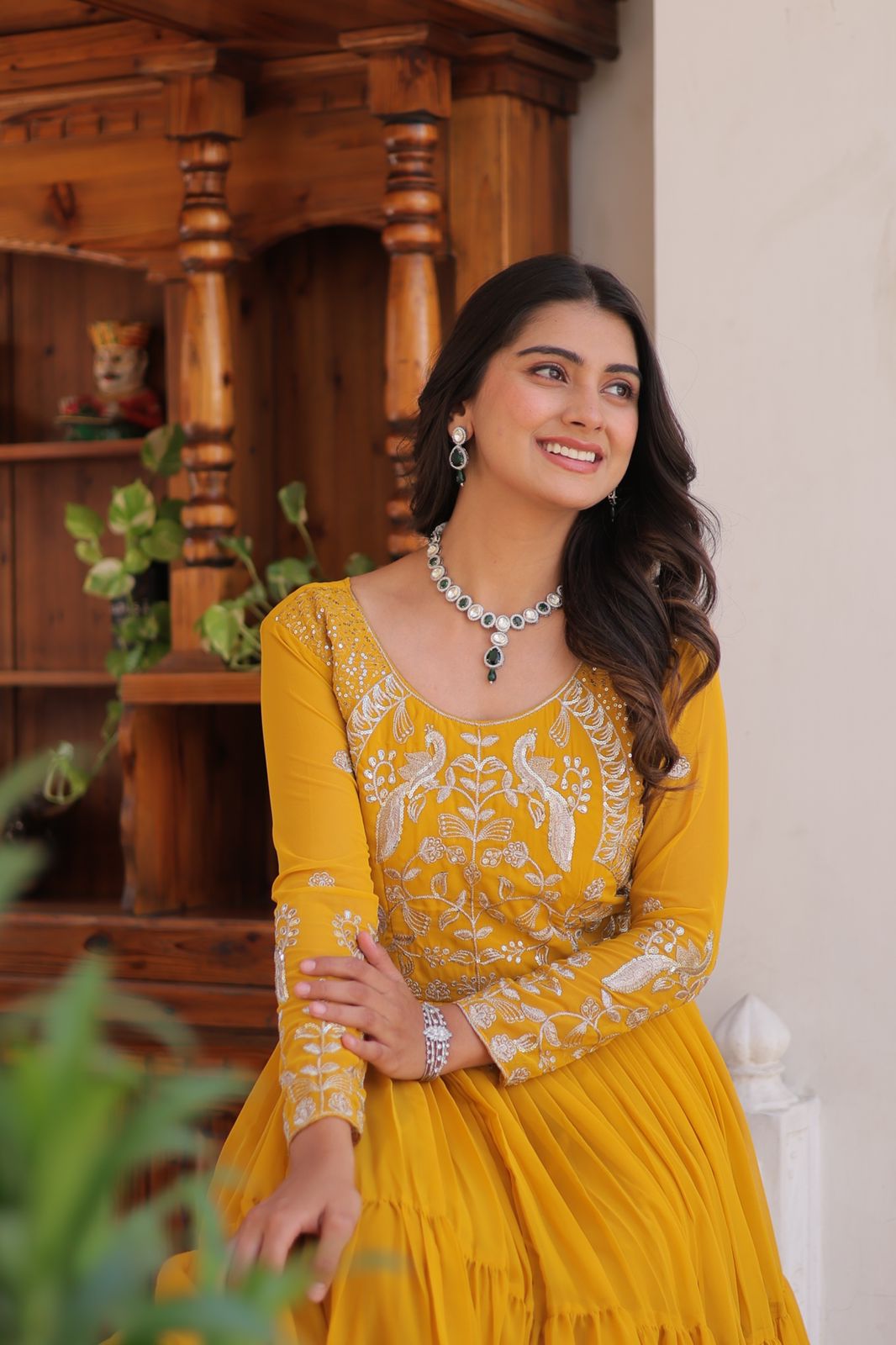 Ram 083 Yellow Fox Georgette Sequence Work Gown . Wedding, Party, Festive, Events Grab it for ₹1749. Delivery 4-6 Working Days. Shop now. | Bollywood Gowns, Creative Gowns, Designer Gowns, Embroidered Gowns, Gowns, Party Wear Gowns