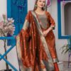 Rust Chanderi Jacquard Zari Work Salwar Suit