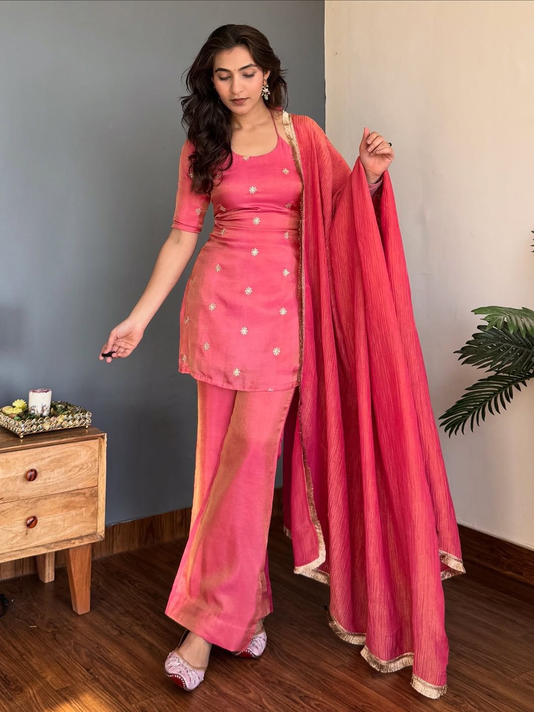 Pink NC Silk Lace Embroidery Work Salwar Suit - Image 2