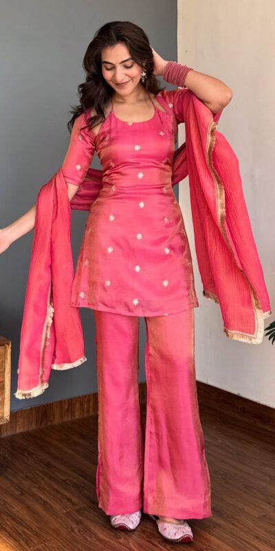 Pink NC Silk Lace Embroidery Work Salwar Suit