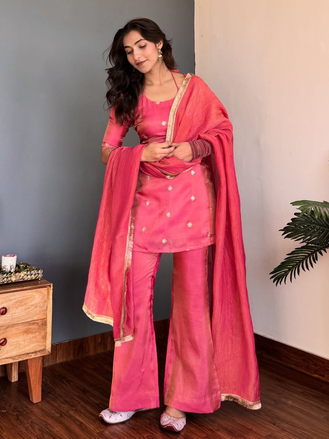 Pink NC Silk Lace Embroidery Work Salwar Suit - Image 3