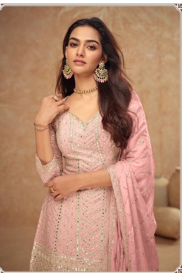 Baby Pink Chinon Sequence Work Salwar Suit - Image 2