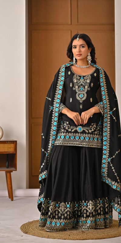 ND 5057 Black NC Vichitra Silk Salwar Suit with Embroidery Work. Special Price ₹2599. Delivery 4-6 Working Days. Shop now. | Casual Suits, Jump Suits, Creative suits, Designer Suits, Palazzo Suits, Party Wear Suits, Patiala Suits, Salwar suit, Straight Suits