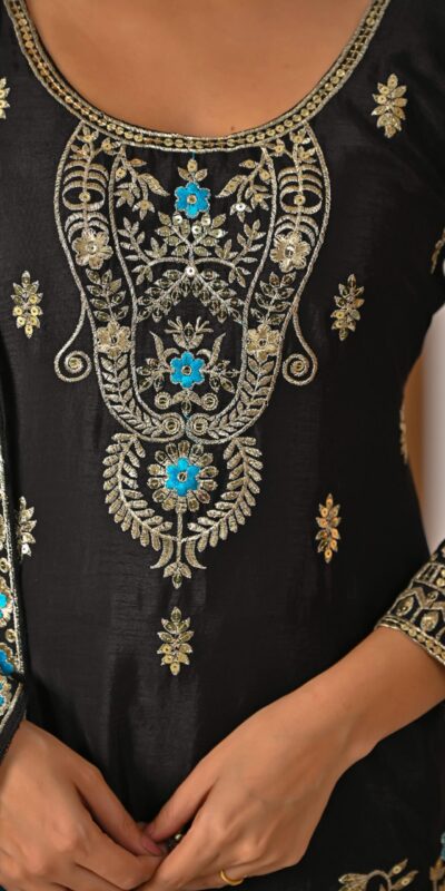 ND 5057 Black NC Vichitra Silk Salwar Suit with Embroidery Work. Special Price ₹2599. Delivery 4-6 Working Days. Shop now. | Casual Suits, Jump Suits, Creative suits, Designer Suits, Palazzo Suits, Party Wear Suits, Patiala Suits, Salwar suit, Straight Suits