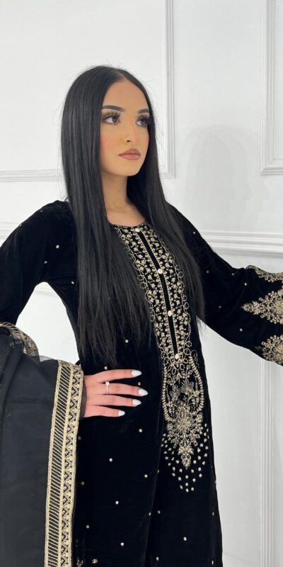 AD 222 Black Viscose Velvet Salwar Suit with Embroidery Work & Lace Work. Best Price ₹2099. Delivery 4-6 Working Days. Shop now. | Casual Suits, Jump Suits, Creative suits, Designer Suits, Palazzo Suits, Party Wear Suits, Patiala Suits, Salwar suit, Straight Suits