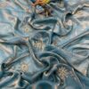 Blue Fandy Satin Silk Bead Work Saree