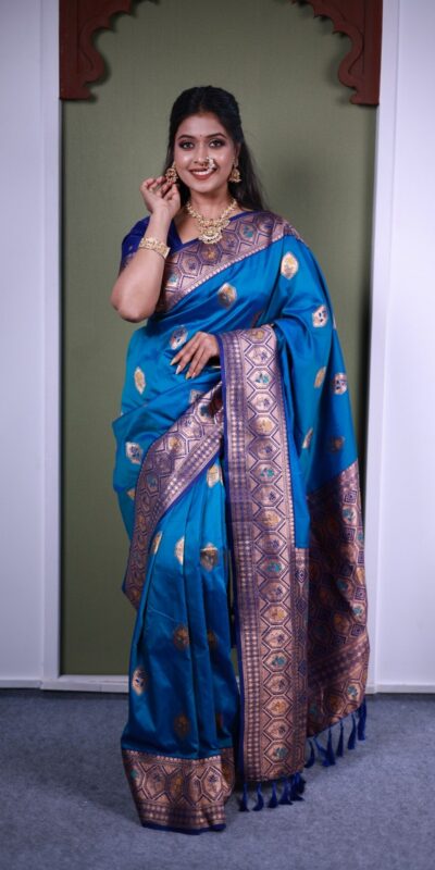 MB 22 Blue Soft Paithani Silk Saree with Zari Work & Lace Work. Affordable Price ₹2399. Delivery 4-6 Working Days. Shop now. | Creative Sarees, Bollywood Sarees, Designer Sarees, Embroidered Sarees, Ethnic Saree, Modern Digital sarees, Party Wear Sarees, Sarees
