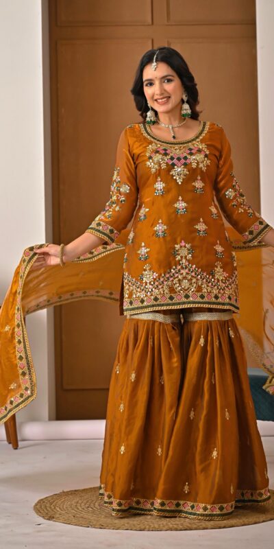 ND 5056 Brown Fandy Silk Salwar Suit with Embroidery Work. Wedding, Party, Festive, Events Now at just ₹2649. Delivery 4-6 Working Days. Shop now. | Casual Suits, Jump Suits, Creative suits, Designer Suits, Palazzo Suits, Party Wear Suits, Patiala Suits, Salwar suit, Straight Suits