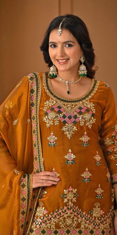 ND 5056 Brown Fandy Silk Salwar Suit with Embroidery Work. Wedding, Party, Festive, Events Now at just ₹2649. Delivery 4-6 Working Days. Shop now. | Casual Suits, Jump Suits, Creative suits, Designer Suits, Palazzo Suits, Party Wear Suits, Patiala Suits, Salwar suit, Straight Suits