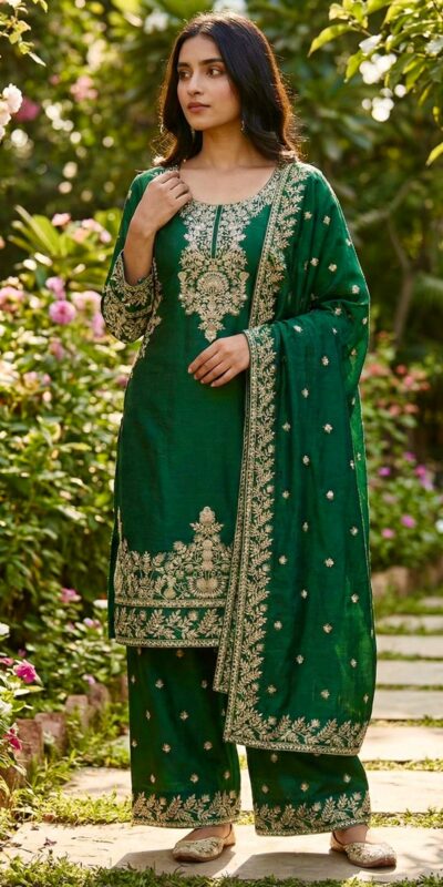 SRK 5316 Green Organza Silk Salwar Suit Perfect for Wedding, Party, Makar Sankranti, Eid, Durga Puja – . Affordable Price ₹2149. Delivery 4-6 Workin | Casual Suits, Jump Suits, Creative suits, Designer Suits, Palazzo Suits, Party Wear Suits, Patiala Suits, Salwar suit, Straight Suits