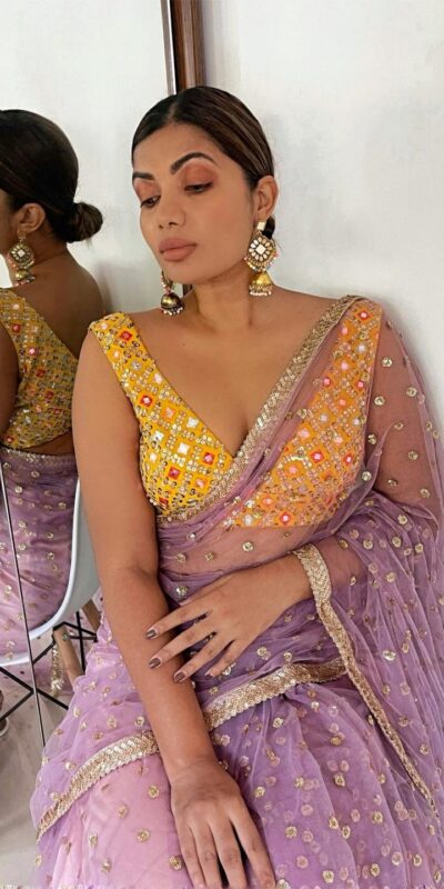 KT 224 Lavender Nylone Butterfly Net Saree with Mirror Work & Zari Work. Introductory Price ₹1699. Delivery 4-6 Working Days. Shop now. | Creative Sarees, Bollywood Sarees, Designer Sarees, Embroidered Sarees, Ethnic Saree, Modern Digital sarees, Party Wear Sarees, Sarees
