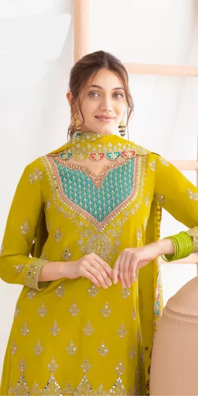 FC 725 Lime Yellow Chinon Salwar Suit Perfect for Wedding, Party, Ethnic Day, Makar Sankranti, Cultural Events – . Best Price ₹3049. Delivery 4-6 Working | Casual Suits, Jump Suits, Creative suits, Designer Suits, Palazzo Suits, Party Wear Suits, Patiala Suits, Salwar suit, Straight Suits