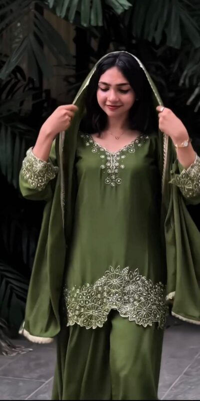 VLM 281 Mahendi in Chinon Silk Embroidery Work & Lace Work Salwar Suit . Special Price ₹1899. Delivery 4-6 Working Days. Shop now. | Casual Suits, Jump Suits, Creative suits, Designer Suits, Palazzo Suits, Party Wear Suits, Patiala Suits, Salwar suit, Straight Suits