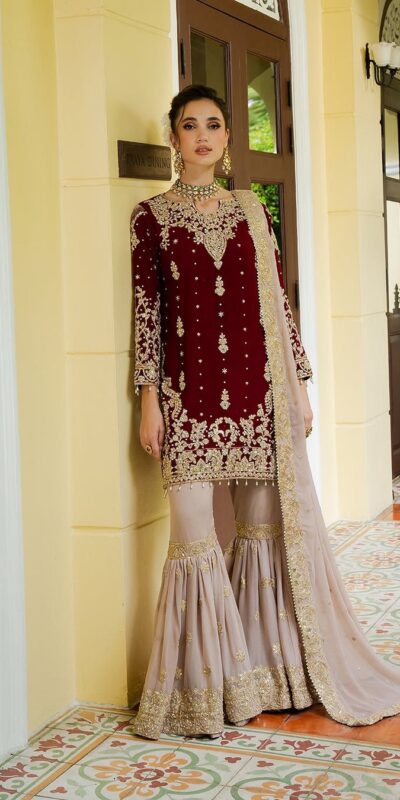 VLM 318 Maroon Fox Georgette Salwar Suit with Embroidery Work & Lace Work. Available at ₹2149 only. Delivery 4-6 Working Days. Shop now. | Casual Suits, Jump Suits, Tops & Bottoms, Track Suits, Trendy Wear, Creative suits, Designer Suits, Palazzo Suits, Party Wear Suits, Patiala Suits, Salwar suit, Straight Suits