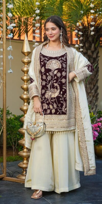 AD 221 Maroon in Glass Organza Silk. Lace Work & Embroidery Work Salwar Suit Affordable Price ₹2599. Delivery 4-6 Working Days. Shop now. | Casual Suits, Jump Suits, Creative suits, Designer Suits, Palazzo Suits, Party Wear Suits, Patiala Suits, Salwar suit, Straight Suits