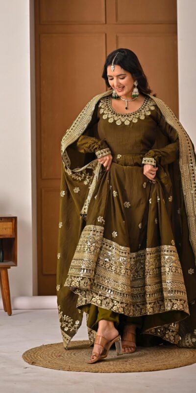 ND 5055 Mehandi NC Vichitra Silk Salwar Suit with Embroidery Work. Special Price ₹3149. Delivery 4-6 Working Days. Shop now. | Casual Suits, Jump Suits, Creative suits, Designer Suits, Palazzo Suits, Party Wear Suits, Patiala Suits, Salwar suit, Straight Suits