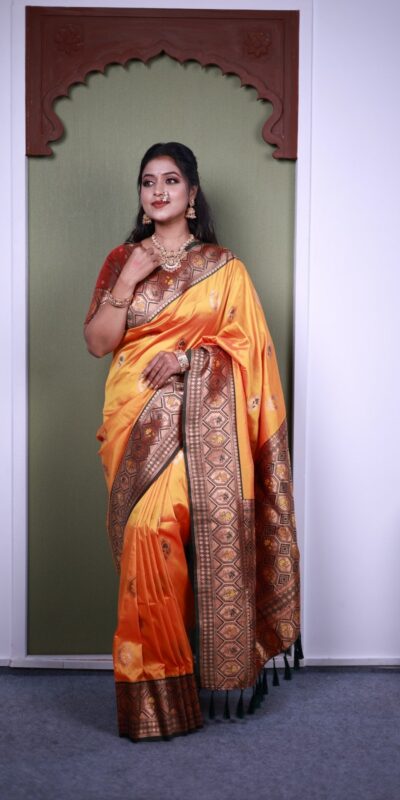 MB 22 Mustered Soft Paithani Silk Saree with Zari Work & Lace Work. Affordable Price ₹2399. Delivery 4-6 Working Days. Shop now. | Creative Sarees, Bollywood Sarees, Designer Sarees, Embroidered Sarees, Ethnic Saree, Modern Digital sarees, Party Wear Sarees, Sarees