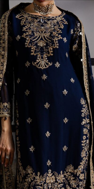 LG 2061 Navy Blue Organza Silk Salwar Suit with Embroidery Work. Exclusive Offer ₹2499. Delivery 4-6 Working Days. Shop now. | Casual Suits, Jump Suits, Creative suits, Designer Suits, Palazzo Suits, Party Wear Suits, Patiala Suits, Salwar suit, Straight Suits