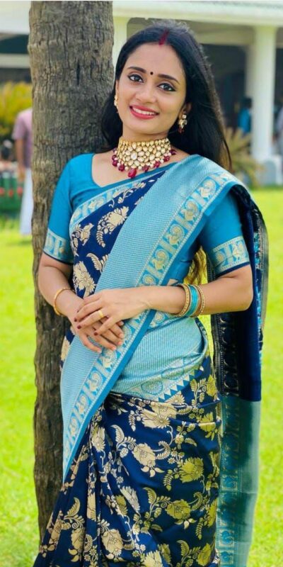 LKP 1071 Navy Blue in Soft Lichi Silk ace Border & Lace Work Saree . Exclusive Offer ₹1449. Delivery 4-6 Working Days. Shop now. | Creative Sarees, Bollywood Sarees, Designer Sarees, Embroidered Sarees, Ethnic Saree, Modern Digital sarees, Party Wear Sarees, Sarees