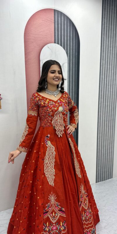 PC 528 Orange Vichitra Sequence Work Lehenga Choli Designer Work. Grab it for ₹2649. Delivery 4-6 Working Days. Shop now. | Bollywood Lehenga, Creative Lehenga, Designer Lehenga, Embroidered Lehenga, Lehenga, Party Wear Lehenga