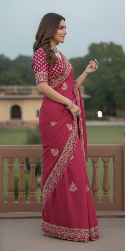 JR 654 Pink Color Soft Gold Crush Saree with Embroidery Work. Affordable Price ₹2049. Delivery 4-6 Working Days. Shop now. | Creative Sarees, Bollywood Sarees, Designer Sarees, Embroidered Sarees, Ethnic Saree, Modern Digital sarees, Party Wear Sarees, Sarees