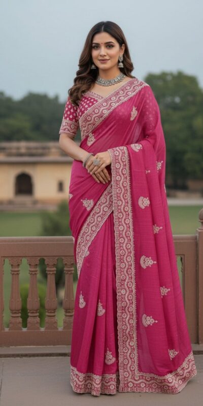 JR 654 Pink Color Soft Gold Crush Saree with Embroidery Work. Affordable Price ₹2049. Delivery 4-6 Working Days. Shop now. | Creative Sarees, Bollywood Sarees, Designer Sarees, Embroidered Sarees, Ethnic Saree, Modern Digital sarees, Party Wear Sarees, Sarees