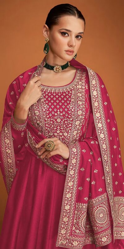 Pink Vichitra Embroidery Work Salwar Suit