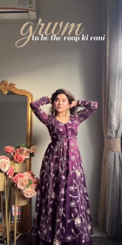VLM 320 Purple Fendy Silk Gown Perfect for Wedding, Party, Pongal, Sangeet, Diwali – . Get it for ₹2499. Delivery 4-6 Working Days. Shop now. | Bollywood Gowns, Creative Gowns, Designer Gowns, Embroidered Gowns, Gowns, Party Wear Gowns