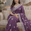 JR 654 Purple Color Soft Gold Crush Saree with Embroidery Work. Affordable Price ₹2049. Delivery 4-6 Working Days. Shop now. | Creative Sarees, Bollywood Sarees, Designer Sarees, Embroidered Sarees, Ethnic Saree, Modern Digital sarees, Party Wear Sarees, Sarees