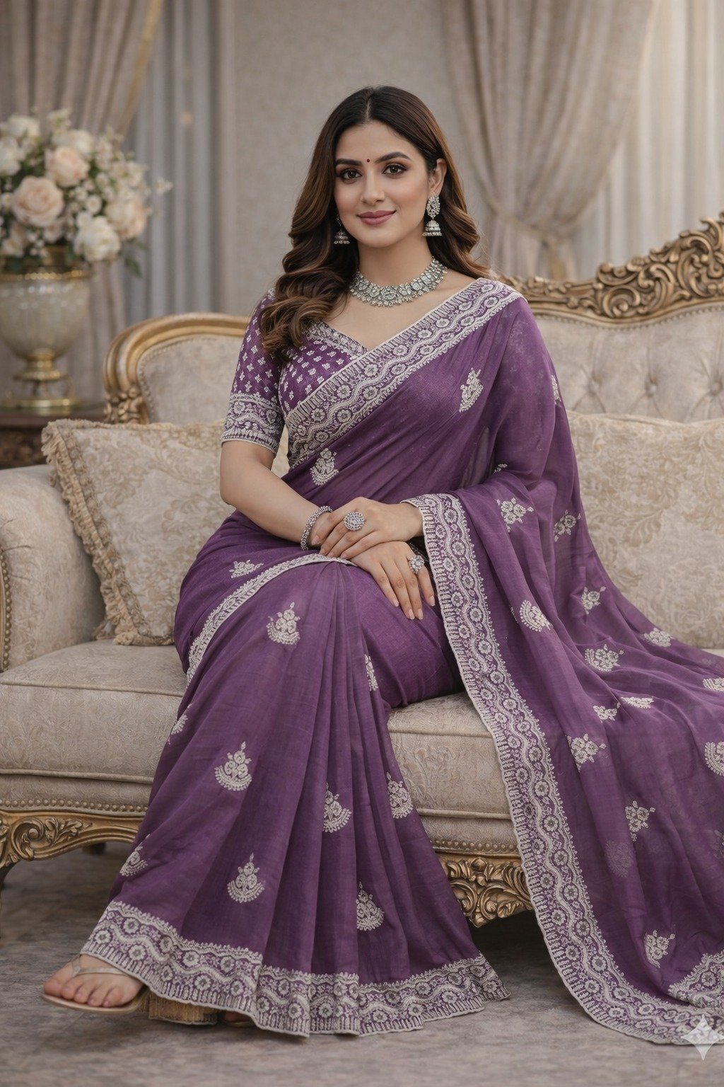 JR 654 Purple Color Soft Gold Crush Saree with Embroidery Work. Affordable Price ₹2049. Delivery 4-6 Working Days. Shop now. | Creative Sarees, Bollywood Sarees, Designer Sarees, Embroidered Sarees, Ethnic Saree, Modern Digital sarees, Party Wear Sarees, Sarees