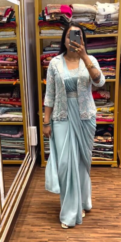 BB 58 Sky Blue Chinon Silk Saree Perfect for Wedding, Party, Engagement, Baby Shower, Sangeet – . Available at ₹1999 only. Delivery 4-6 Working Day | Creative Sarees, Bollywood Sarees, Designer Sarees, Embroidered Sarees, Ethnic Saree, Modern Digital sarees, Party Wear Sarees, Sarees