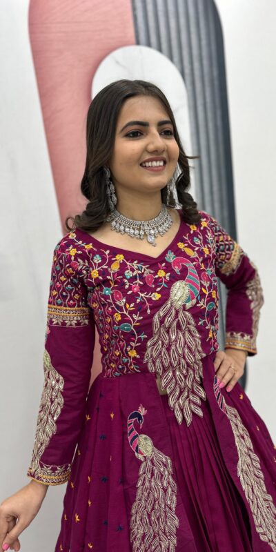 PC 528 Wine Color Vichitra Sequence Work Lehenga Choli Designer Work. Grab it for ₹2649. Delivery 4-6 Working Days. Shop now. | Bollywood Lehenga, Creative Lehenga, Designer Lehenga, Embroidered Lehenga, Lehenga, Party Wear Lehenga