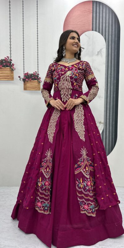 PC 528 Wine Color Vichitra Sequence Work Lehenga Choli Designer Work. Grab it for ₹2649. Delivery 4-6 Working Days. Shop now. | Bollywood Lehenga, Creative Lehenga, Designer Lehenga, Embroidered Lehenga, Lehenga, Party Wear Lehenga