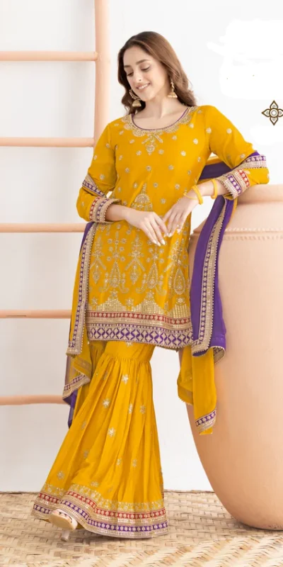 FC 726 Yellow Chinon Salwar Suit Perfect for Wedding, Party, Ethnic Day, Makar Sankranti, Cultural Events – . Best Price ₹3049. Delivery 4-6 Working | Casual Suits, Jump Suits, Creative suits, Designer Suits, Palazzo Suits, Party Wear Suits, Patiala Suits, Salwar suit, Straight Suits