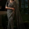 Black Faux Georgette Sequence Work Saree