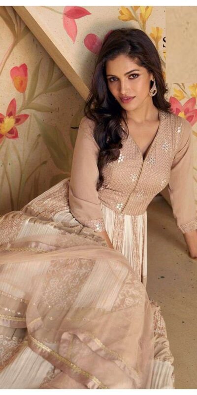 FC 5502 Cream Color Dual Tone Star Georgette Salwar Suit with Embroidery Work. Affordable Price ₹2649. Delivery 4-6 Working Days. Shop now. | Casual Suits, Jump Suits, Creative suits, Designer Suits, Palazzo Suits, Party Wear Suits, Patiala Suits, Salwar suit, Straight Suits